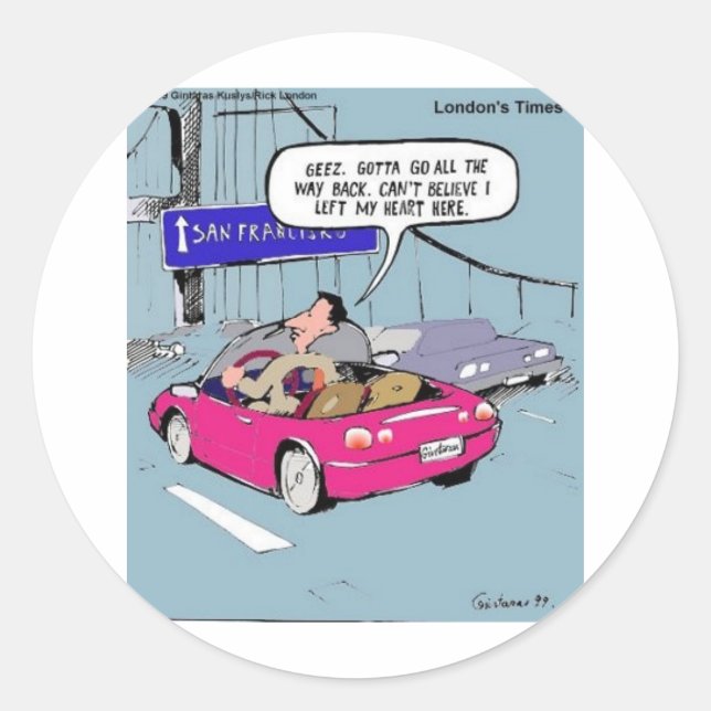 Left My Heart In San Francisco Funny Gifts & Tees Classic Round Sticker (Front)