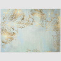 Left Peacock Gold Dusty Blue Coordinate Decoupage