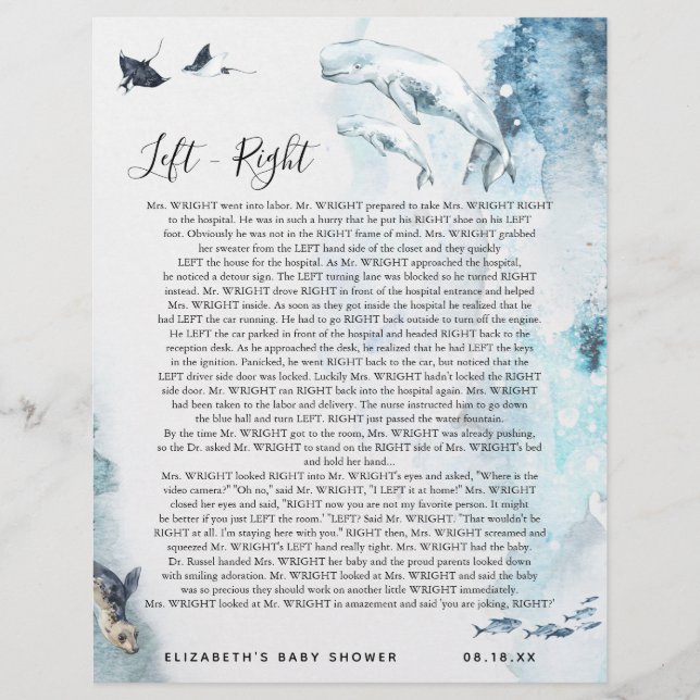 Left - Right | Baby Shower Game (Front)