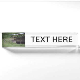 left side of wooden horse barn stall nameplate