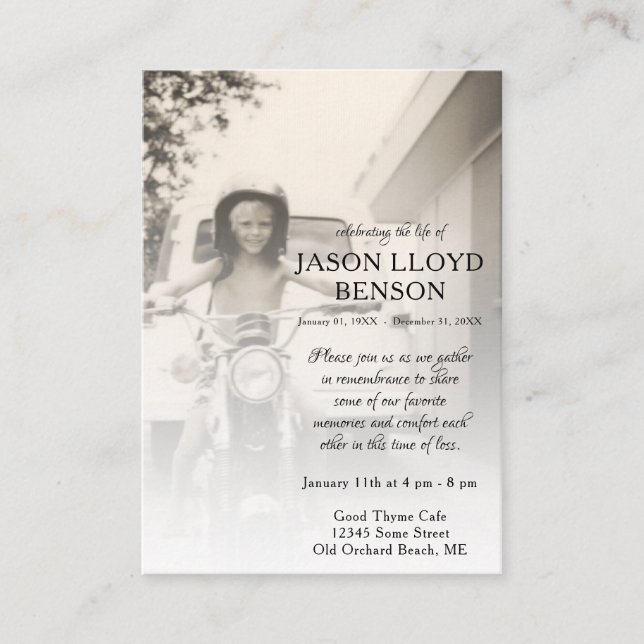 left side photo memorial card (Front)