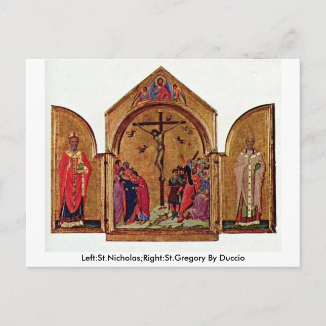 Left:St.Nicholas;Right:St.Gregory By Duccio Postcard (Front)
