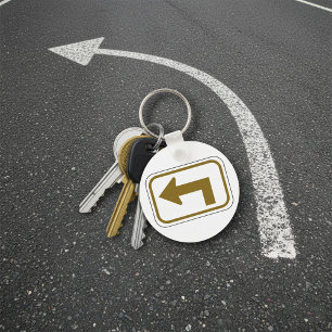 Left Turn Arrow Directional Road Sign Keychain