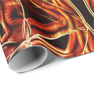 Leftover neon red to coral tape crossed overlapped wrapping paper