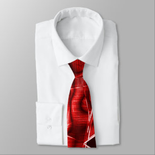 Leftover red acrylic tape crossed and overlapped tie