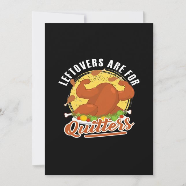 Leftovers Are For Quitters Classic Funny Retro Holiday Card (Front)