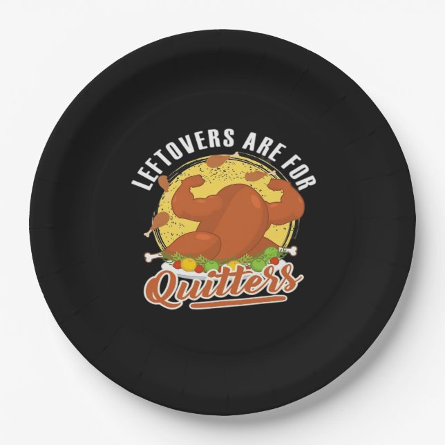 Leftovers Are For Quitters Classic Funny Retro Paper Plate (Front)