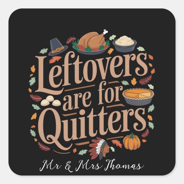 Leftovers Are for Quitters Funny Thanksgiving  Square Sticker (Front)