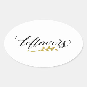 Leftovers   Modern Typography and Faux Gold Branch Oval Sticker