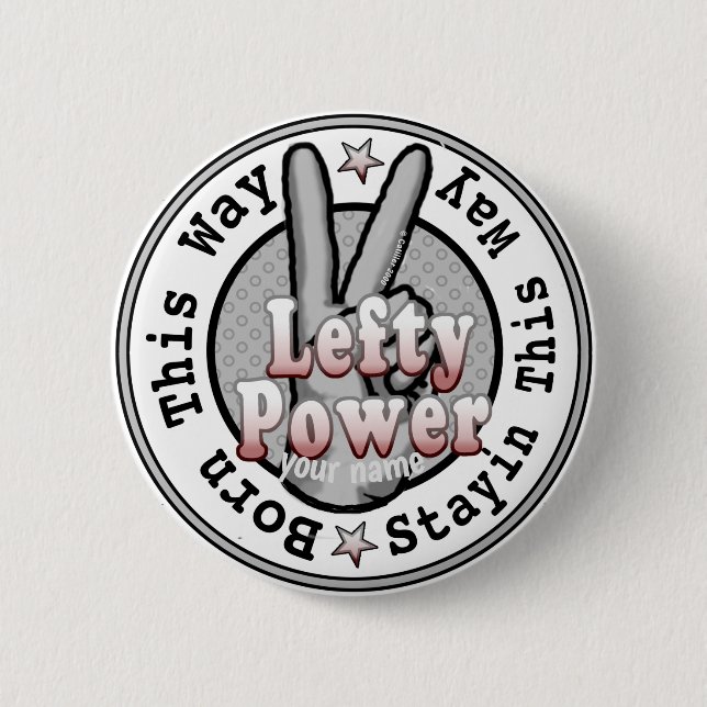 Lefty Power Left Handed   Button (Front)