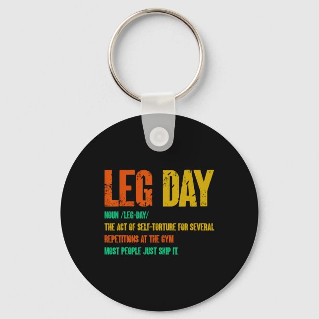 Leg Day Definition Gym Pump Oversized Gym Workout  Keychain (Front)