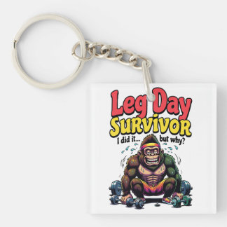 Leg Day Survivor Exhausted Gorilla Gym Keychain
