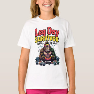 Leg Day Survivor Exhausted Gorilla Gym T-Shirt