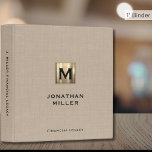 Legacy Binder Beige Linen Gold Monogram<br><div class="desc">A modern monogrammed binder for financial legacy planning,  funeral and estate planning,  family emergency documents and more.</div>