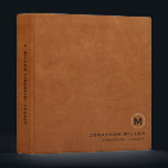 Legacy Binder Sable Leather Luxury Gold Initial<br><div class="desc">Simple monogrammed binder features a modern design with brushed metallic gold monogram emblem on sable leather look textured background. Custom name presented in the lower right-hand corner in stylish simple font with a complimentary minimal monogram medallion. A modern binder for financial legacy planning, funeral and estate planning, family emergency documents...</div>
