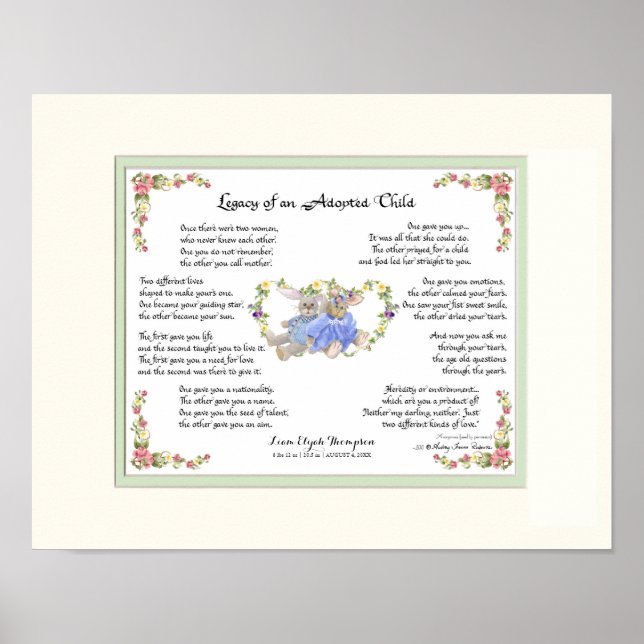 Legacy of an Adopted Child Hand Calligraphy Pink Poster (Front)