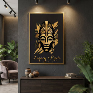 Legacy & Pride African Mask Art - Black History Poster