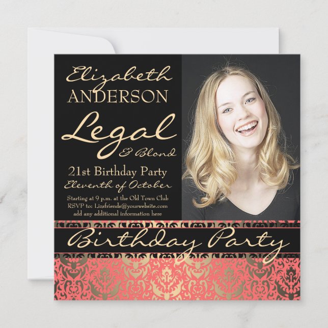 Legal and Blonde 21st Birthday Party Invitation (Front)