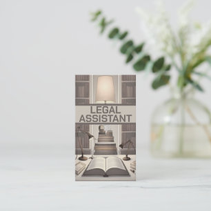 Legal Assistant Desk With Books Business Card