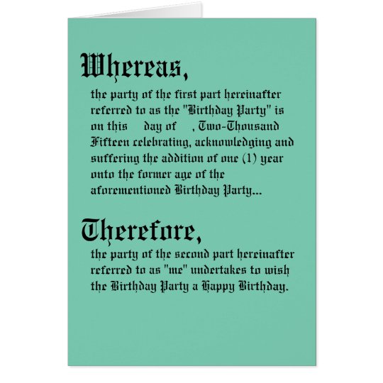 Legal Contract Birthday Card