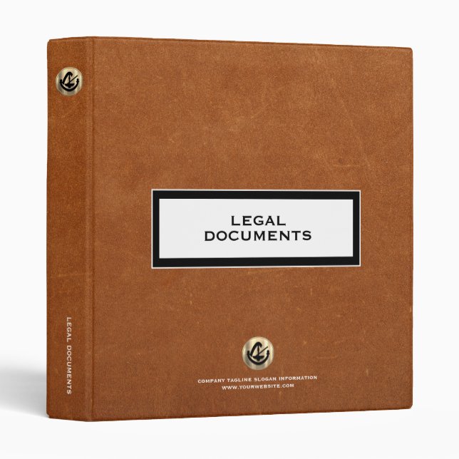 Legal Documents Gold Logo Sable Leather Binder (Front/Spine)