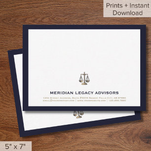 Legal Justice Scale Logo Business Note Cards