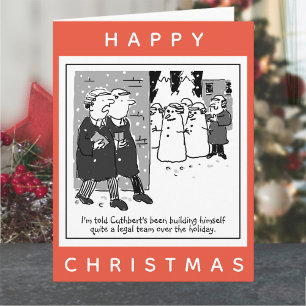 Legal Lawyers And Snowmen Cartoon Christmas Card