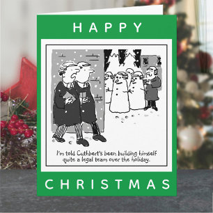 Legal Lawyers And Snowmen Cartoon Christmas Card