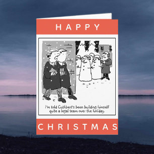 Legal Lawyers And Snowmen Cartoon Happy Christmas Card