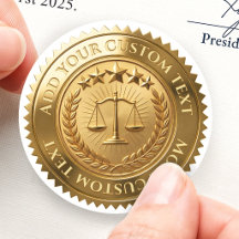 Legal Notary Scales Of Justice Custom 3D Foil Gold