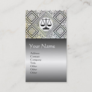 LEGAL OFFICE,ATTORNEY DAMASK Black White Grey Business Card