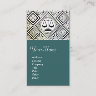 LEGAL OFFICE, ATTORNEY DAMASK green blue Business Card