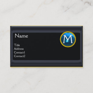 LEGAL OFFICE,ATTORNEY Monogram black blue sapphire Business Card