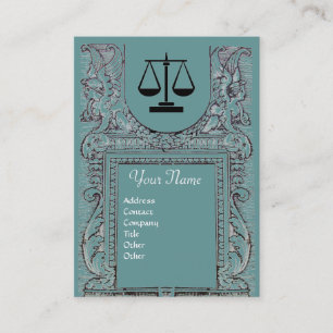 LEGAL OFFICE, ATTORNEY Monogram, blue grey Business Card