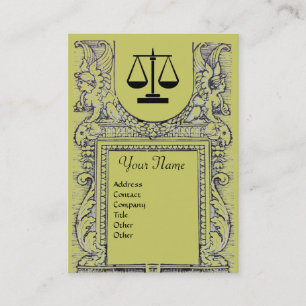 LEGAL OFFICE, ATTORNEY Monogram, green Business Card