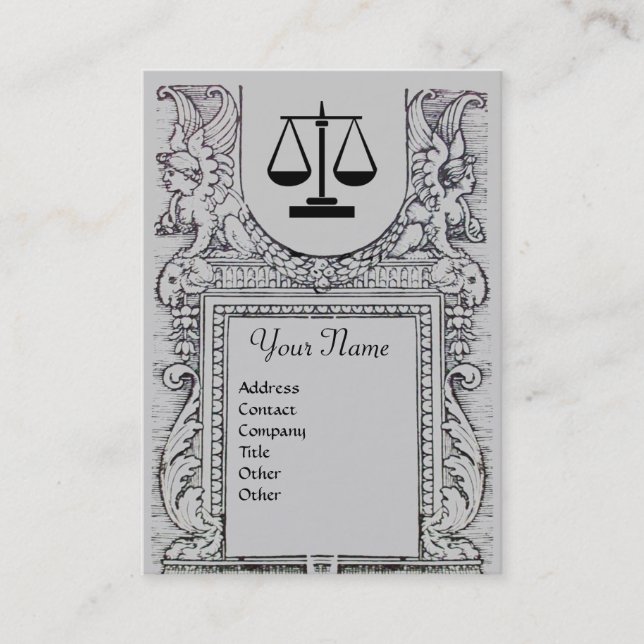 LEGAL OFFICE, ATTORNEY Monogram, grey Business Card (Front)