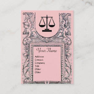 LEGAL OFFICE, ATTORNEY Monogram, pink Business Card