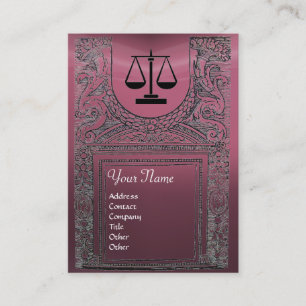 LEGAL OFFICE, ATTORNEY Monogram pink purple Business Card