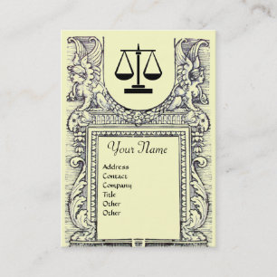 LEGAL OFFICE, ATTORNEY Monogram ,yellow Business Card