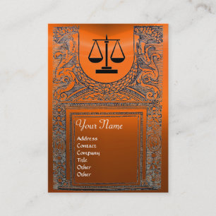 LEGAL OFFICE, ATTORNEY Monogram yellow orange Business Card
