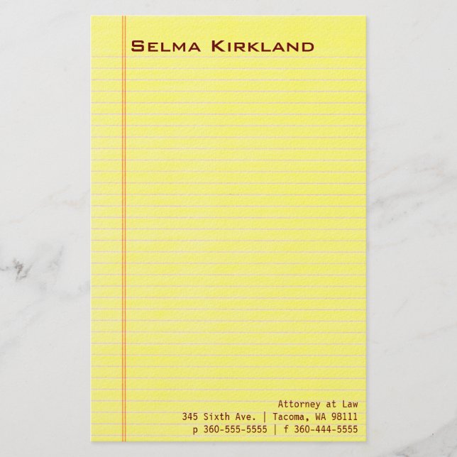 Legal Pad Stationery (Front)