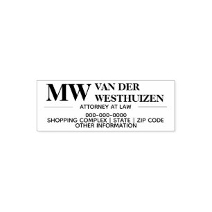 Legal profession monogram attorney address small self-inking stamp