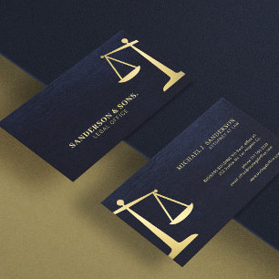 Legal professional attorney at law navy gold business card