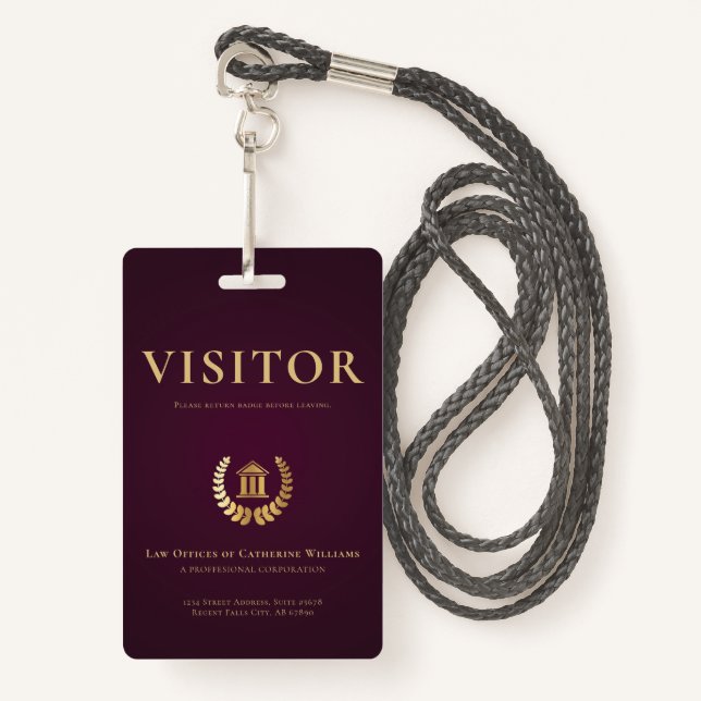 Legal Professional Business Visitor Badge (Front with Lanyard)