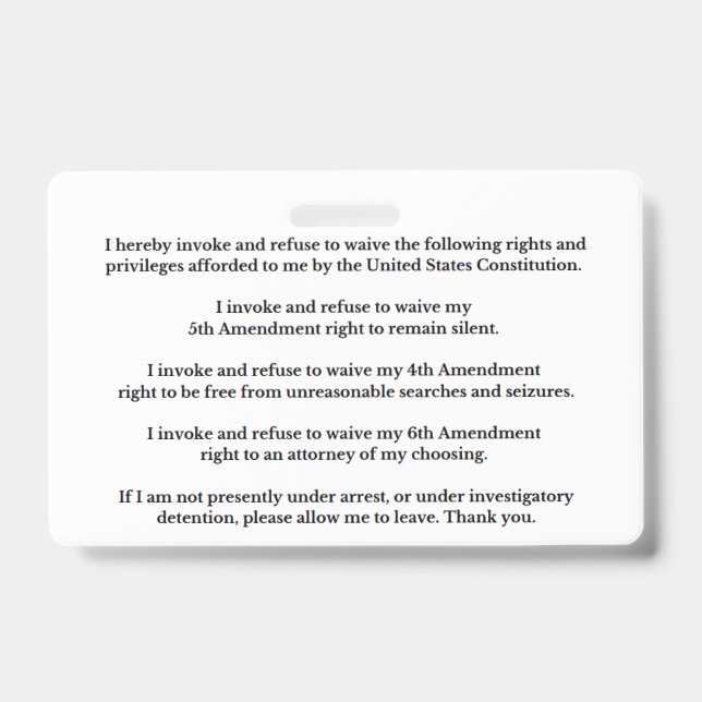 Legal Rights And Privileges Card Badge (Front)