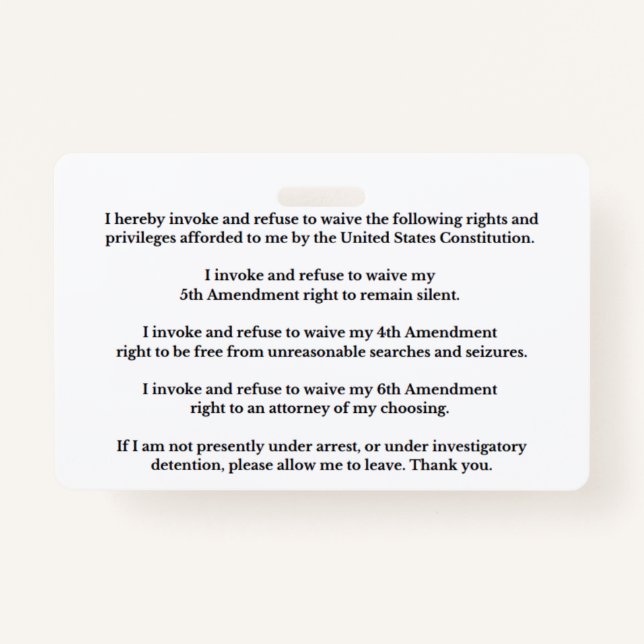 Legal Rights And Privileges Card Badge (Front)