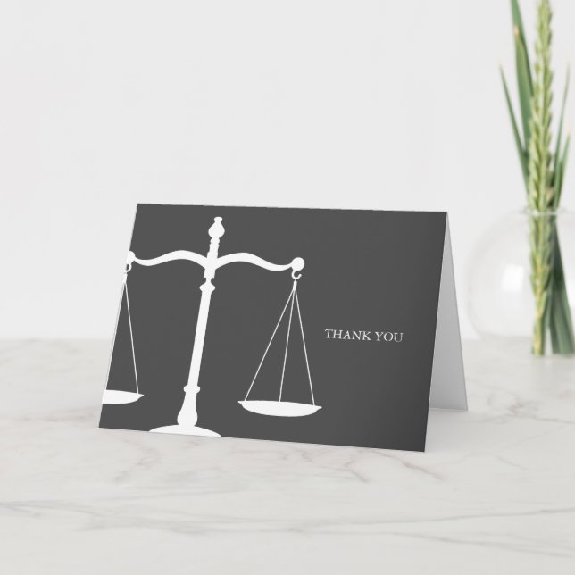 Legal Scales Elegant Law Themed Thank You Card (Front)