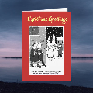 Legal Team of Snowmen with QR Code Christmas Card