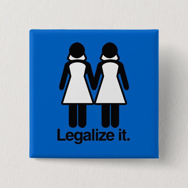 LEGALIZE LESBIAN WEDDINGS 2 INCH SQUARE BUTTON (Front)