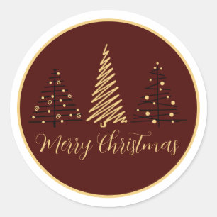 legant Merry Christmas Tree Design Holiday Stick Classic Round Sticker
